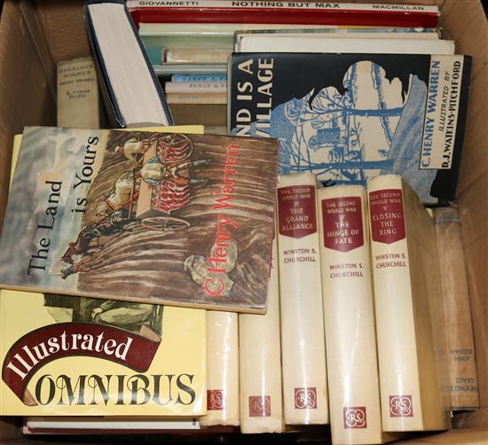 CHURCHILL, The Second World War, 5 vols, green cloth, Conan Doyle Sherlock Holmes books, etc